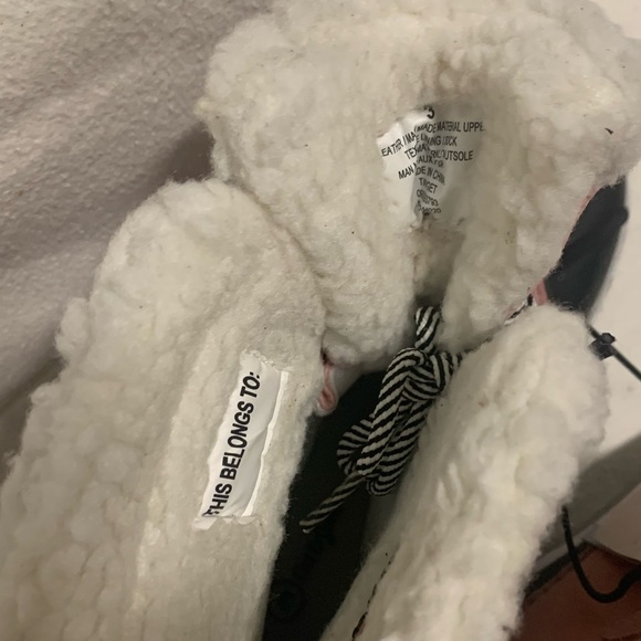 Cat And Jack Kids Easy On Winter Boots Youth Girl Sz 3 Pink Fur Lined Warm - Picture 14 of 14